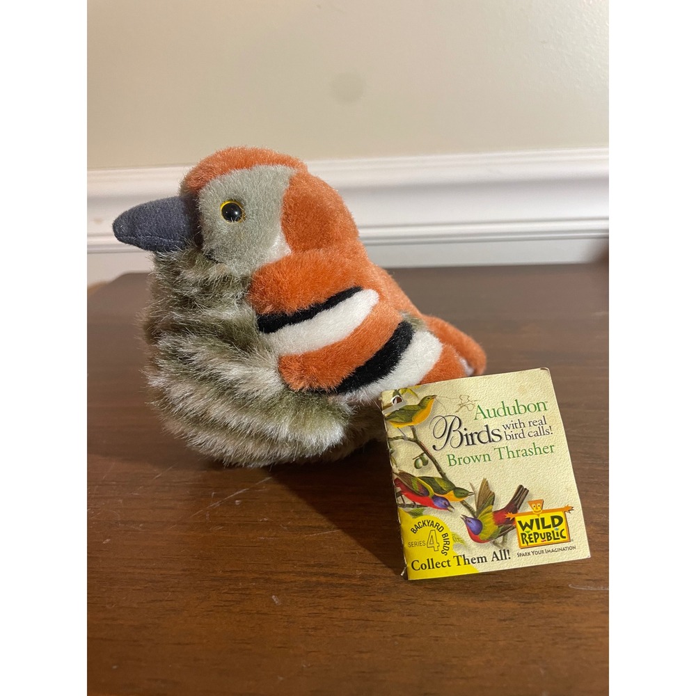 Wild Republic Audubon Birds Brown Thrasher Plush plays real Bird Call - Picture 1 of 6